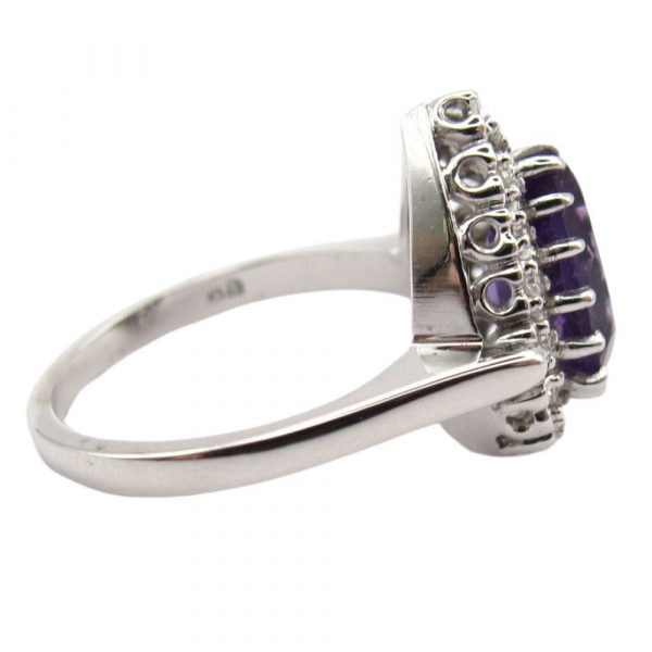 1.82 ctw Amethyst Ring with Diamond Halo in 14K White Gold side