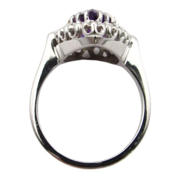 1.82 ctw Amethyst Ring with Diamond Halo in 14K White Gold top