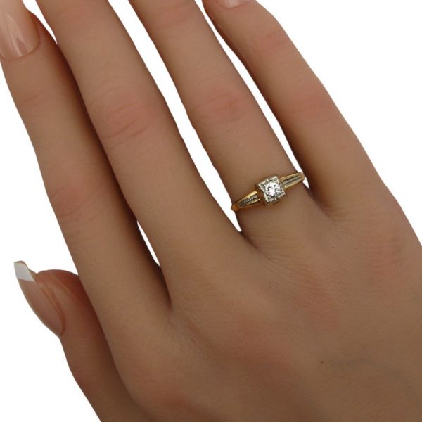 .10ct Diamond Promise Ring in 14K Yellow and White Gold hand