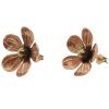 Flower Stud Earrings Two-Tone 14k Rose & Yellow Gold - Side