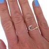 White Gold J Hook Ring Hand