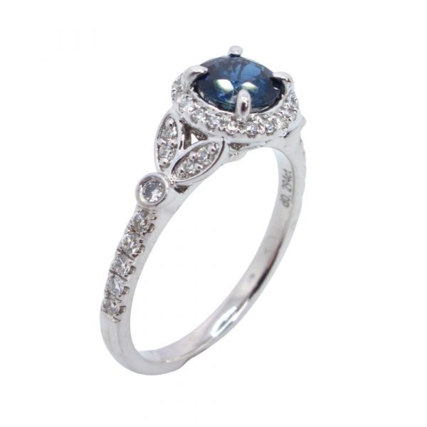 Australian Sapphire Halo Ring Side