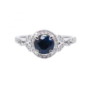 Australian Sapphire Halo Ring Top