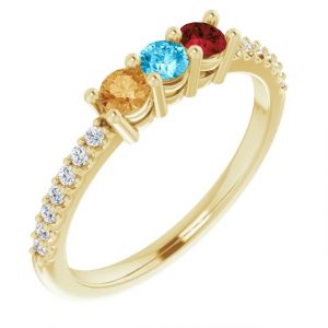 Mothers Birthstone Ring Gold Custom