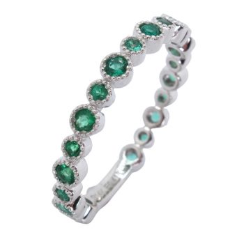 Milgrain Bezel Emerald Stack Band Side