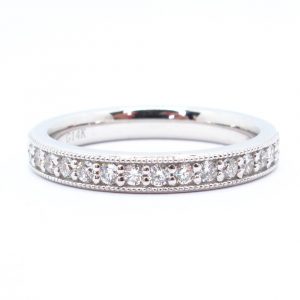 Milgrain Diamond Wedding Band Front