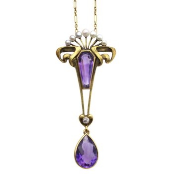 Art Nouveau Amethyst Lavalier Necklace