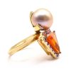 Katarina Marmagioli Flaming June Mexican Fire Opal Pearl Ring Sie