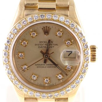 Pre-Owned Ladies Rolex Presidential (1989) 18kt Yellow Gold Model 69178 Front Close