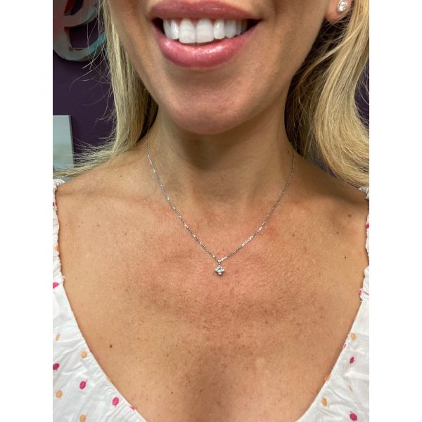 Princess Diamond Solitaire Necklace Worn