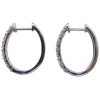 Diamond Oval Hoop Earrings 1.32ctw 10k White Gold Side