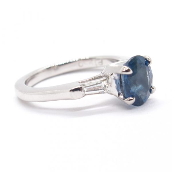 Platinum Deco 1.50 carat Sapphire Diamond Ring Side