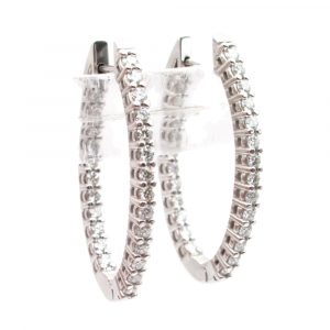 1.25 Carat Diamond Inside Out Hoop Earrings White Gold Side