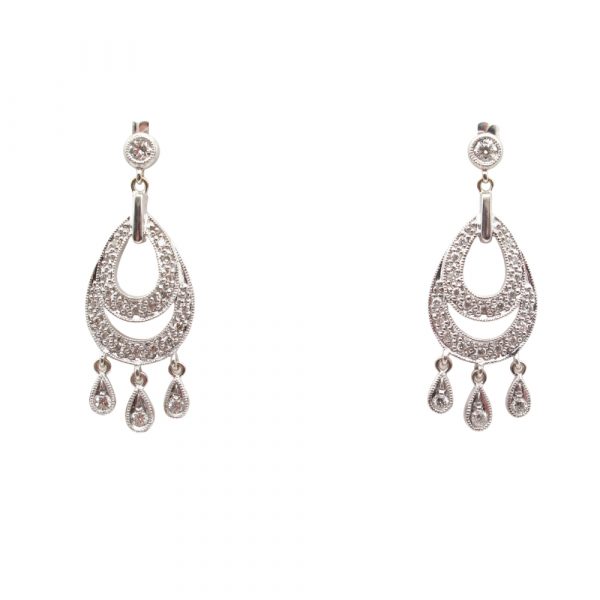 18k Diamond Teardrop Chandelier Earrings