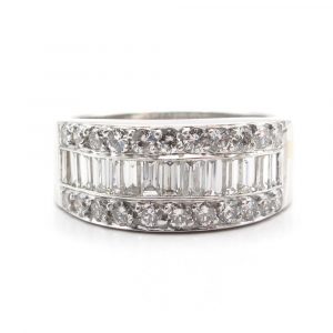 2 Carat Baguette Round Diamond Band Wide Channel White Gold