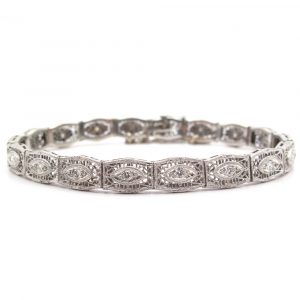 Art Deco Filigree Diamond Bracelet .50 carat White Gold