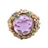 Honeycomb Amethyst Ring with Enamel Floral Details Gold