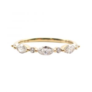 Marquise Round Diamond Band Yellow Gold