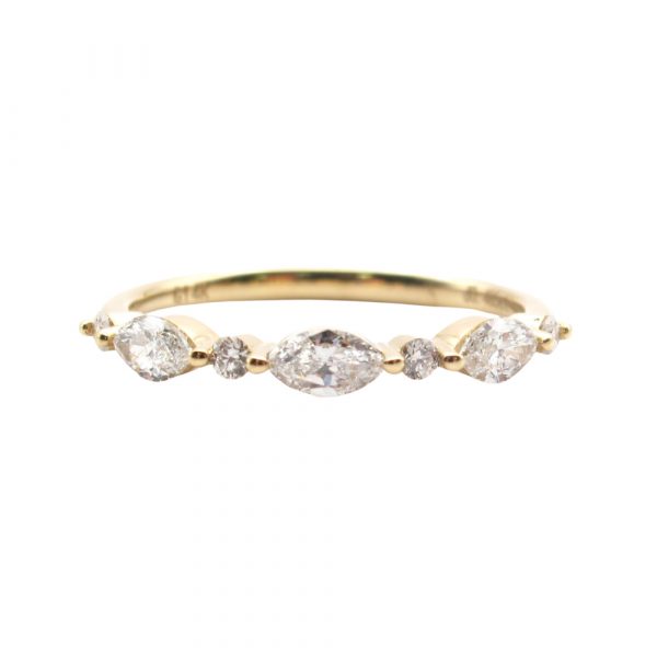 Marquise Round Diamond Band Yellow Gold