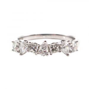 Mixed Fancy Diamond Cut Stack Band White Gold