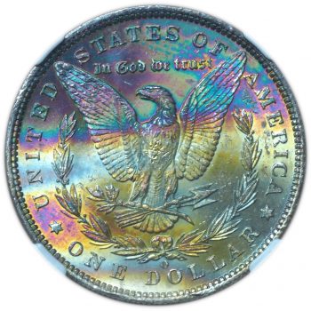 1885-O Morgan Silver Dollar MS63* NGC Monster Rainbow Toned