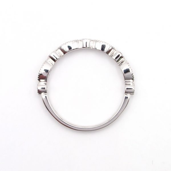 Diamond Milgrain Pattern Stack Band White Gold Profile