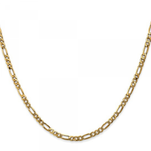 Flat gold figaro chain necklace 14k yellow gold