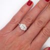 Oval Half Moon Diamond Halo Engagement Ring Worn