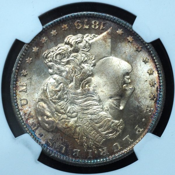 1879-S Morgan Silver Dollar MS67 NGC + CAC Rainbow Toned