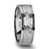 THORNTON Hammered Finish Center White Tungsten Carbide Wedding Band Side