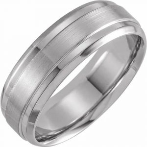 Beveled Edge White Gold Wedding Band