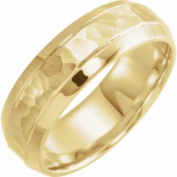 Hammered Wedding Band Yellow Gold