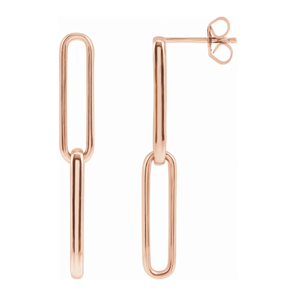 Rose Gold Interlocked Gold Paperclip Dangle Earrings