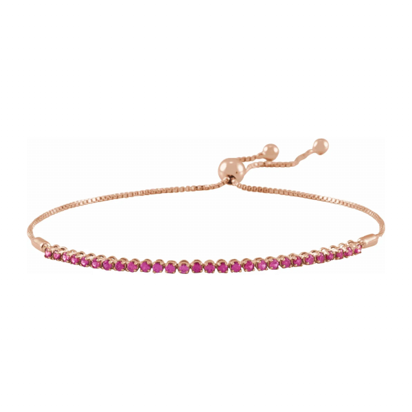 Stylish Adjustable Bolo Bracelet Rose Gold with Rubies