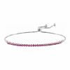 Stylish Adjustable Bolo Bracelet White Gold with Rubies