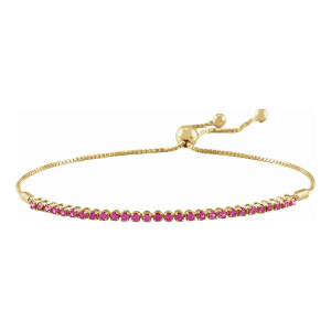 Stylish Adjustable Bolo Bracelet Yellow Gold with Rubies