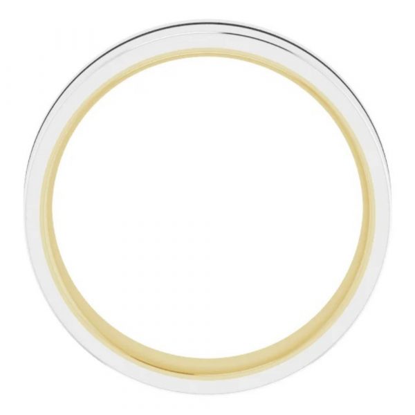 Two Tone Gold Off Center Line Wedding Band Profile