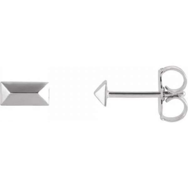 White Gold Geometric Stud Earring