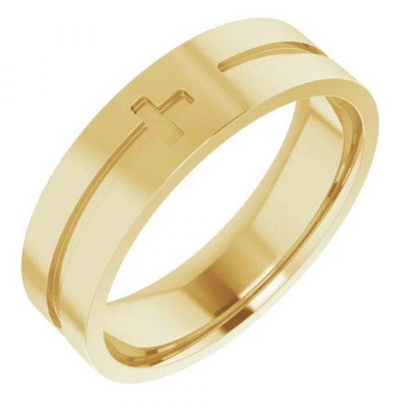 Yellow Gold Cross Wedding Band