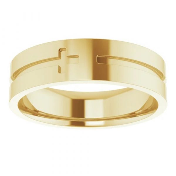 Yellow Gold Cross Wedding Band Top