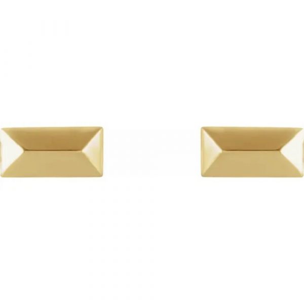 Yellow Gold Geometric Stud Earring Front