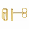 Yellow Gold Cute Paperclip Stud Earrings