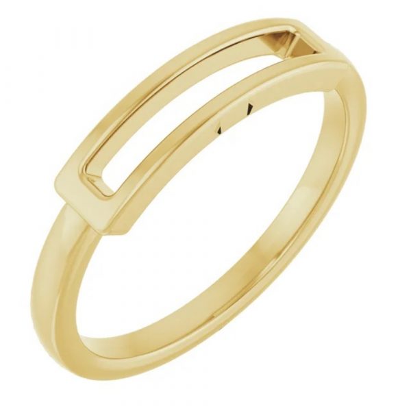 Yellow Gold Rectangle Ring Angled