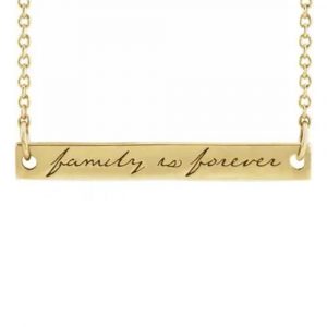 Family is Forever Yellow Gold Bar Necklace