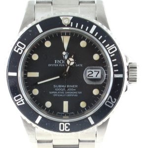 Pre-Owned Rolex Submariner (1982) 16800 40MM Watch With Black Matte Dial And Black Bezel With Oyster Band Model #16800 Front Close