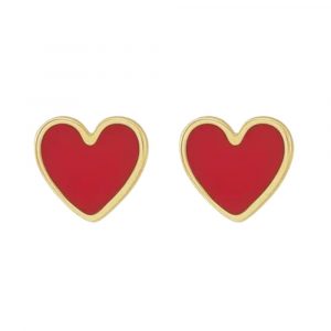 Red heart earrings studs