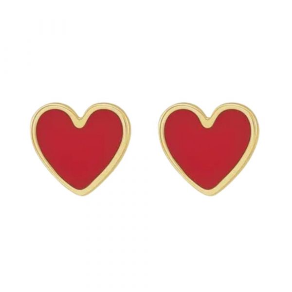 Red heart earrings studs