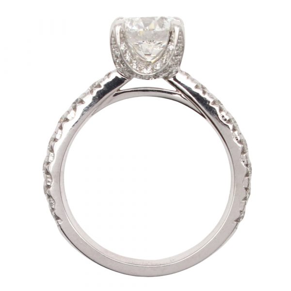 1.5 Carat round diamond engagement ring white gold Profile