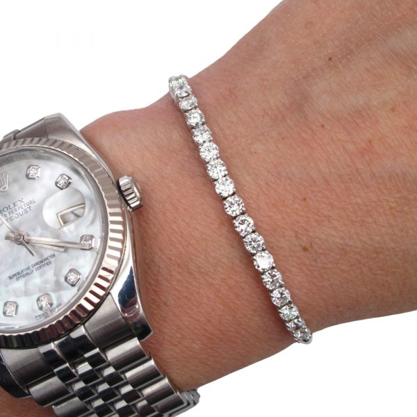 2 Carat Diamond Tennis Bracelet Bolo White Gold Worn