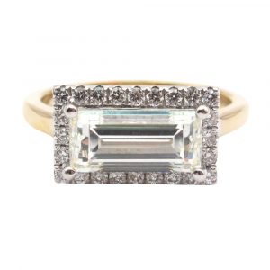 2 carat baguette diamond halo ring